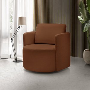 Poltrona para Sala de Estar Dakota Decorativa Terracota Pés Giratório