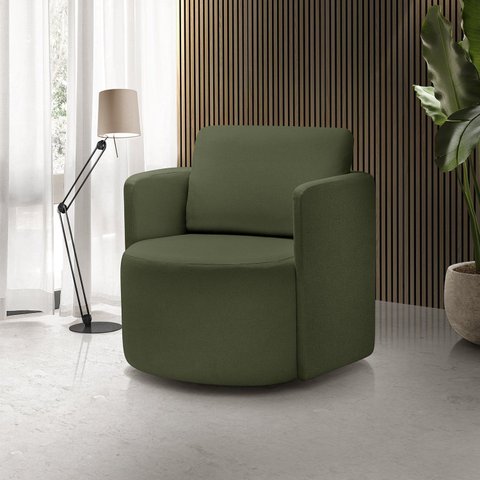 Poltrona para Sala de Estar Dakota Decorativa Pés Giratório Verde