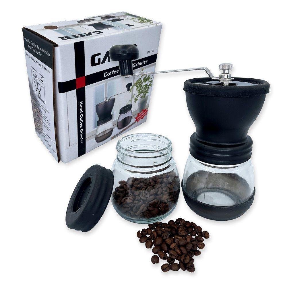 Moedor de Café Manual Vidro Plastico Inox Ceramica - Preto - 7