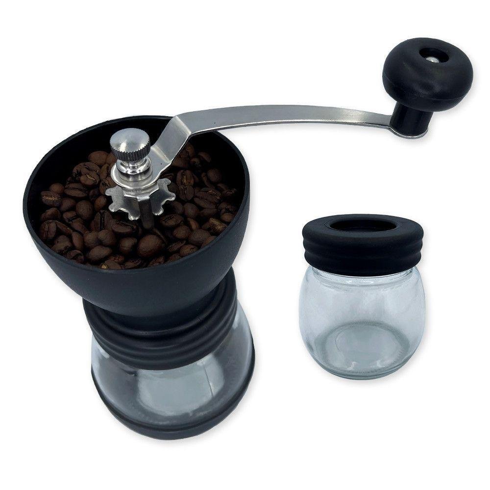 Moedor de Café Manual Vidro Plastico Inox Ceramica - Preto - 3