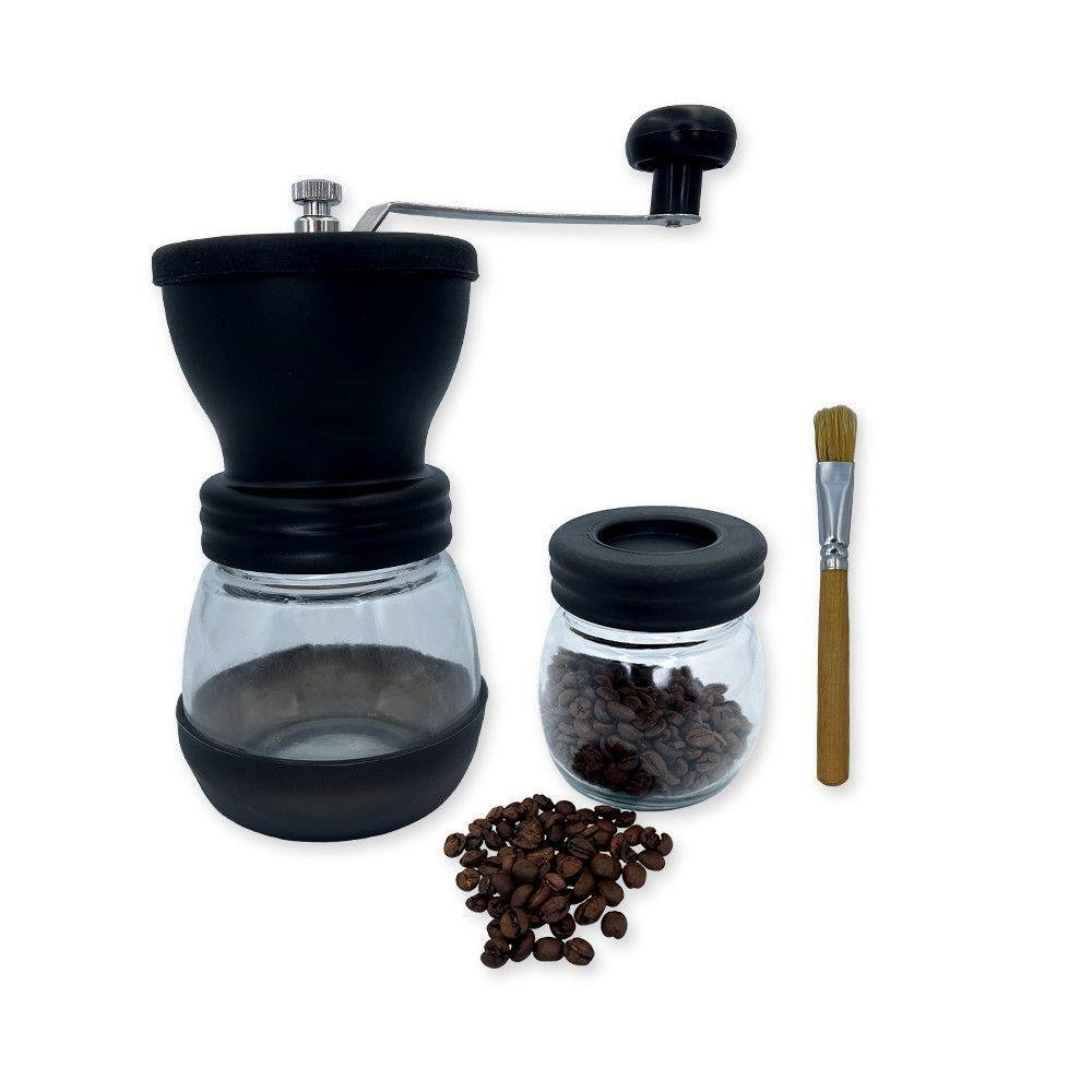 Moedor de Café Manual Vidro Plastico Inox Ceramica - Preto - 6