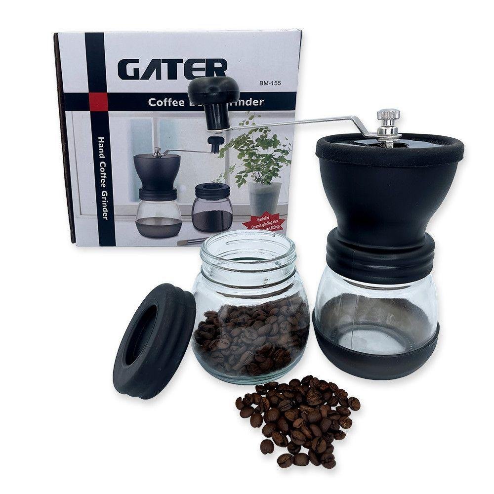 Moedor de Café Manual Vidro Plastico Inox Ceramica - Preto