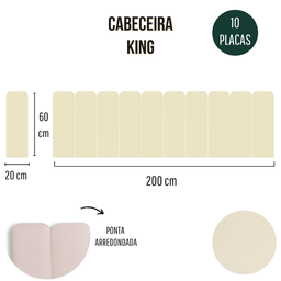 Cabeceira King Modulada Arredondada Cama Box Corino Marfim - 6