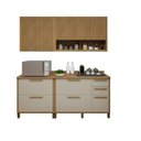Ver imagem 2 de Cozinha Completa Modulada Torino com 2 Balcões e 2 Aéreos Bege/Cinamomo/Off White