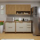 Ver imagem 1 de Cozinha Completa Modulada Torino com 2 Balcões e 2 Aéreos Bege/Cinamomo/Off White