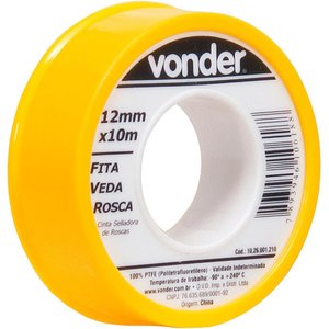Fita veda rosca 12mmx10m ptfe teflon - Vonder