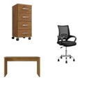Ver imagem 3 de Kit 3 Peças com Cadeira para Escritório, Escrivaninha e Gaveteiro Gávea Espresso Móveis