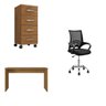 Kit 3 Peças com Cadeira para Escritório, Escrivaninha e Gaveteiro Gávea Espresso Móveis - 3