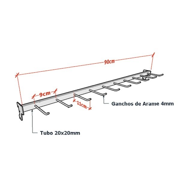 Expositor para Cintos 90cm Cremalheira Comac - Preto - 2