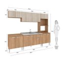 Ver imagem 3 de Cozinha Modulada Max 262x195 Cm Balcão Pia Armário Nicho Forno/micro Mdp Carvalho Blanche - Clicklar