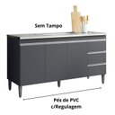 Ver imagem 3 de Balcão Armário Gabinete para Pia Andreia S/tampo 150cm 3 Portas 3 Gavetas Cinza Fosco - Ajl Móveis B