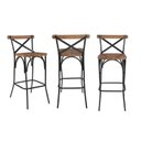Ver imagem 3 de Kit 2 Banquetas Industrial em Aço e Madeira Maciça Laís Preto/Castanho