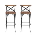 Ver imagem 1 de Kit 2 Banquetas Industrial em Aço e Madeira Maciça Laís Preto/Castanho