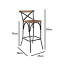 Ver imagem 2 de Kit 2 Banquetas Industrial em Aço e Madeira Maciça Laís Preto/Castanho