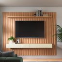 Ver imagem 2 de Painel Ripado para Tv 65 Pol 2 Gavetas 223cm Baraka D03 Freijó Off White - Lyam Decor