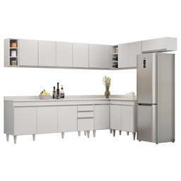 Armário de Cozinha Modulado de Canto 8 Peças Cp26 Balcão com Tampo Branco - Lumil Lumil Móveis - 1 Armário de Cozinha Modulado de Canto 8 Peças Cp26 Balcão com Tampo Branco - Lumil Lumil Móveis - 1