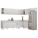 Ver imagem 1 de Armário de Cozinha Modulado de Canto 8 Peças Cp26 Balcão com Tampo Branco - Lumil Lumil Móveis