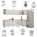 Ver imagem 3 de Armário de Cozinha Modulado de Canto 8 Peças Cp26 Balcão com Tampo Branco - Lumil Lumil Móveis