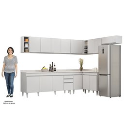 Armário de Cozinha Modulado de Canto 8 Peças Cp26 Balcão com Tampo Branco - Lumil Lumil Móveis - 5 Armário de Cozinha Modulado de Canto 8 Peças Cp26 Balcão com Tampo Branco - Lumil Lumil Móveis - 5