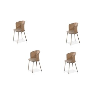 Kit 4 Cadeira Junco Gourmet Geane 2un Aço Nobre:marrom