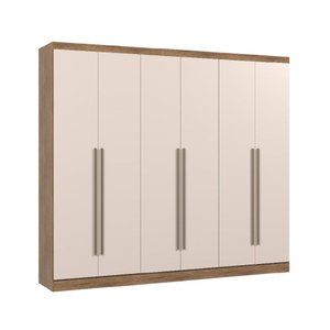 Guarda-roupa Casal 6 Portas com Espelhos e Gavetas Internas Corrediças Telescópicas 2,60m