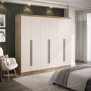 Ver imagem 2 de Guarda-roupa Casal 6 Portas com Espelhos e Gavetas Internas Corrediças Telescópicas 2,60m