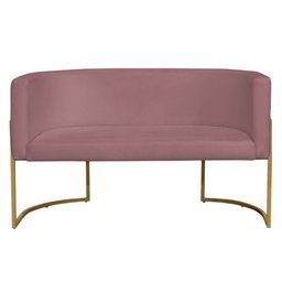 Namoradeira 2 Lugares Decorativa Luana Base Gold Veludo Rosê - Montanaris Decor Md Montanaris Decor - 1