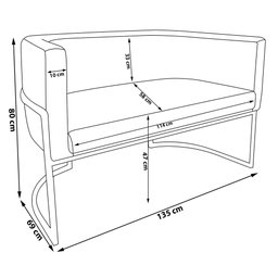 Namoradeira 2 Lugares Decorativa Luana Base Gold Veludo Rosê - Montanaris Decor Md Montanaris Decor - 4