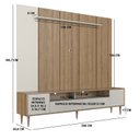Ver imagem 3 de Rack Painel para TV até 75 Polegadas com 200cmx186,7cm Iluminação Led Rotterdam Bege Arenas