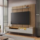 Ver imagem 1 de Rack Painel para TV até 75 Polegadas com 200cmx186,7cm Iluminação Led Rotterdam Bege Arenas