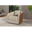 Ver imagem 1 de Sofá Poltrona Living 100cm Linho Lugar com 1 Almofada Abba Bege Caramelo