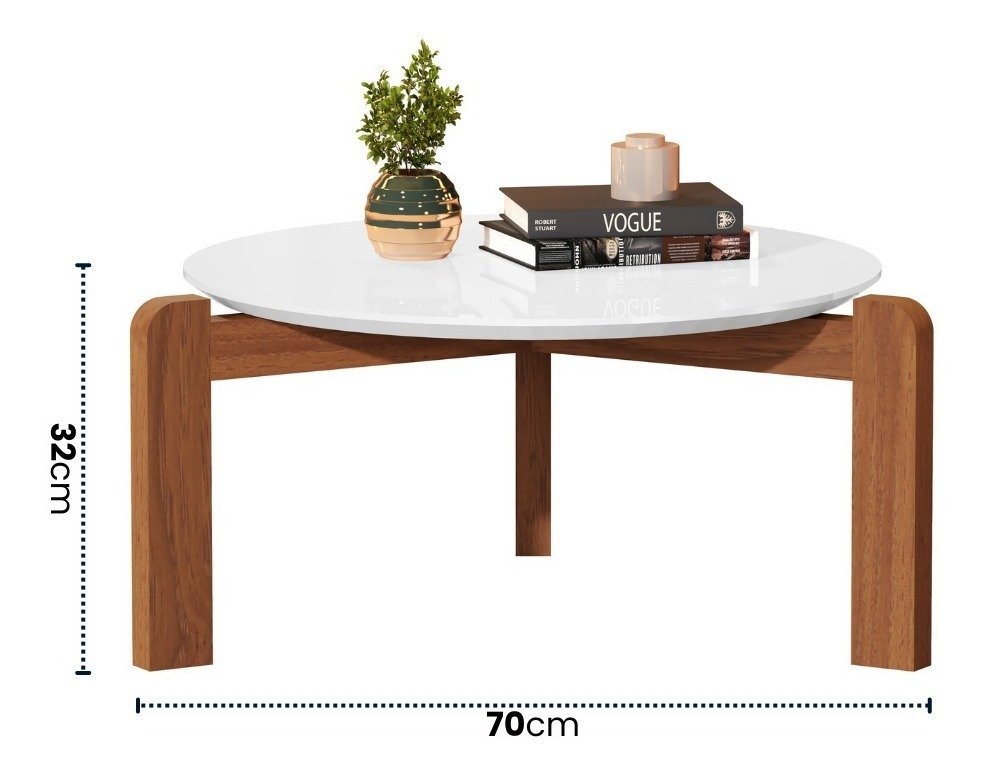 Mesa De Centro Áustria Moderna Decorativa Sala de Estar - Branco - 2