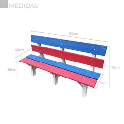 Banco de Jardim Madeira Plástica Maciça Colorido com 3 Lugares e 4 Tábuas 100% Reciclado 1,50m / Lc- - 3