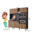 Ver imagem 3 de Kit Cozinha Compacta para Pia Piatã 7 Portas - Chumbo/Carvalho Rústico/Ripado Madeira