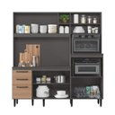 Ver imagem 2 de Kit Cozinha Compacta para Pia Piatã 7 Portas - Chumbo/Carvalho Rústico/Ripado Madeira