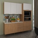 Ver imagem 1 de Armário de Cozinha Modulada com Torre Quente Balcão Tampo Freijó Branco 4 Peças Cz3100