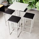 Ver imagem 1 de Conjunto Mesa Alta Bar Bistrô Quadrada Branca 4 Bancos Estofado Don Castro Decor