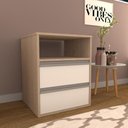 Ver imagem 2 de Mesa de Cabeceira 2 Gavetas Mc25 Nova Mobile Noce e Branco