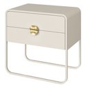 Ver imagem 1 de Mesa de Cabeceira Orgânica Luna Artesano 60 cm (Largura) MDP Off White Duas Gavetas Base Metal
