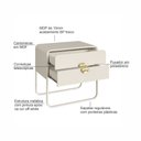 Ver imagem 4 de Mesa de Cabeceira Orgânica Luna Artesano 60 cm (Largura) MDP Off White Duas Gavetas Base Metal