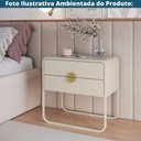 Ver imagem 5 de Mesa de Cabeceira Orgânica Luna Artesano 60 cm (Largura) MDP Off White Duas Gavetas Base Metal