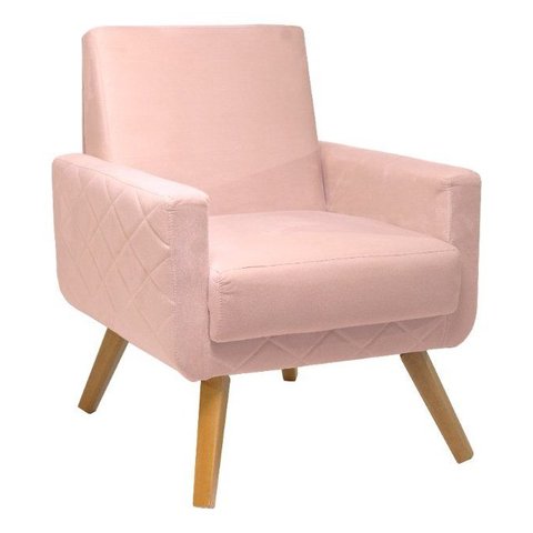 Poltrona Decorativa - Pietra - Revestimento Veludo Ladecor Estofados Rosa