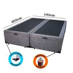Cama Box Baú King Bipartido Suede Cinza Com Pistão A Gás - 2
