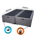 Ver imagem 2 de Cama Box Baú King Bipartido Suede Cinza Com Pistão A Gás
