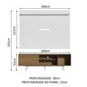 Ver imagem 3 de Rack Madesa Dubai e Painel para TV até 65 Polegadas com Pés Rustic/Branco 5Z09 Cor:Rustic/Branco