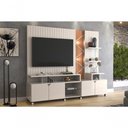 Ver imagem 1 de Home Cross Frisado Painel para Tvs até 55 Polegadas 4 Portas Off White Perolizado Jequitiba