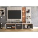 Ver imagem 2 de Home Cross Frisado Painel para Tvs até 55 Polegadas 4 Portas Off White Perolizado Jequitiba