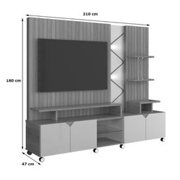 Home Cross Frisado Painel para Tvs até 55 Polegadas 4 Portas Off White Perolizado Jequitiba - 6