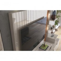 Home Cross Frisado Painel para Tvs até 55 Polegadas 4 Portas Off White Perolizado Jequitiba - 4