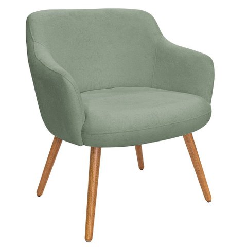 Poltrona Decorativa Jade Pés Palito Castanho Bouclé Verde Claro - Nexta Casa